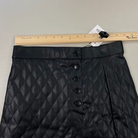 Zara Faux Leather Mini Skirt Women Small Black Quilted A Line Retro Y2K Pleather - Picture 5 of 12